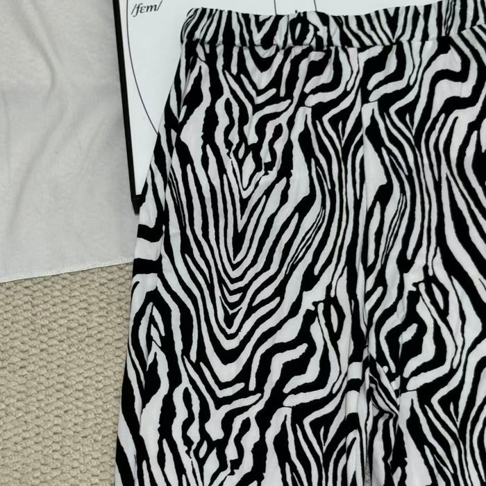 Printed Zebra-Print Straight-Leg Pants