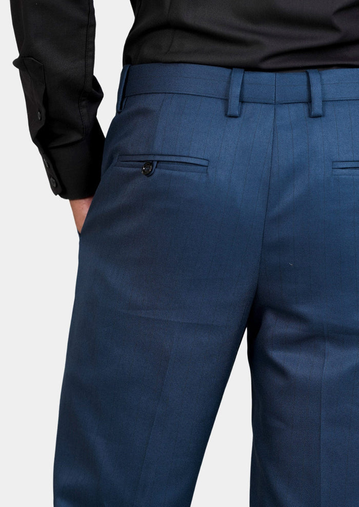 Prussian Blue Pinstripe Pants - SARTORO