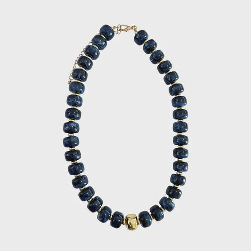 Rachel Chunky Beaded Necklace in Navy