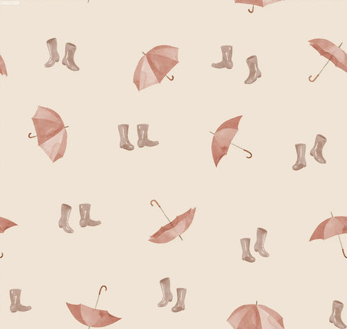 Rainboots & Umbrellas Almond - Family Fabrics B.V.