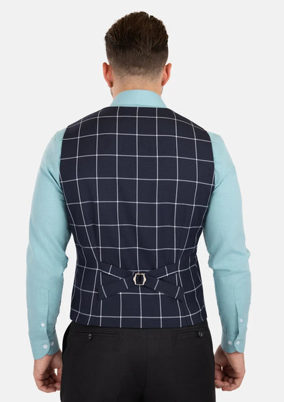 Regal Navy Windowpane Vest - SARTORO