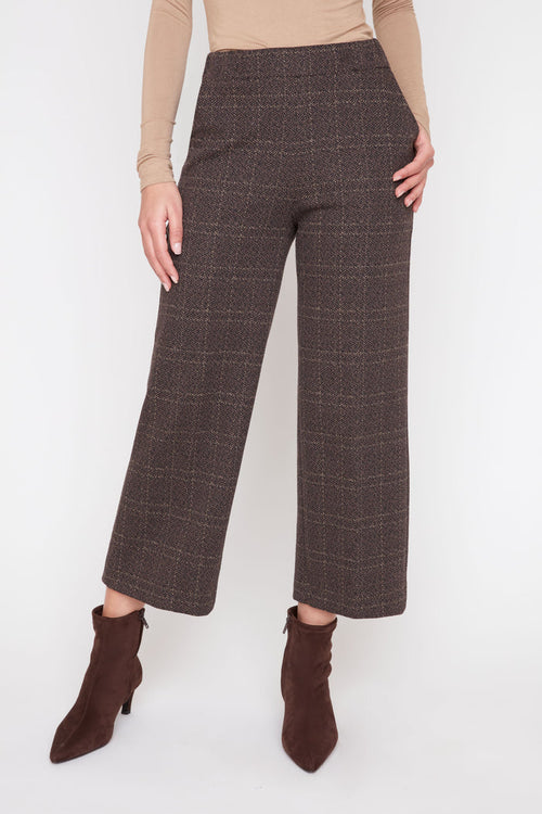 Renuar Woven Pattern Pant in Chocolate