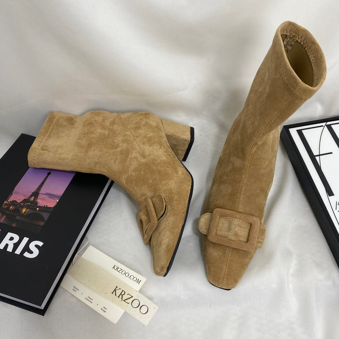 Retro Square-Toe Ankle Boots