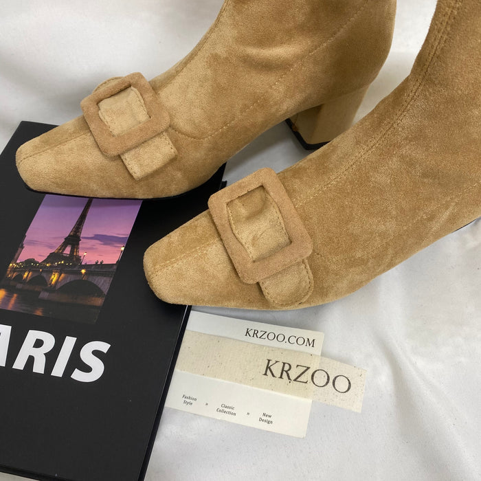 Retro Square-Toe Ankle Boots