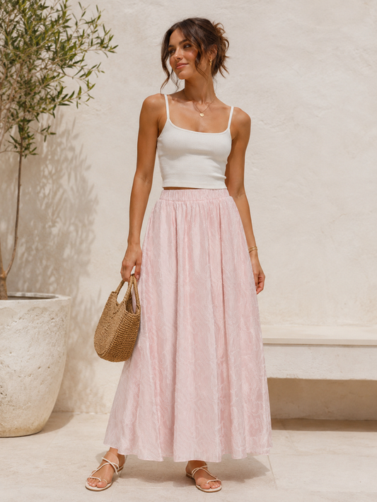Rhona High Waist Ankle Skirt (Pink Nectar)