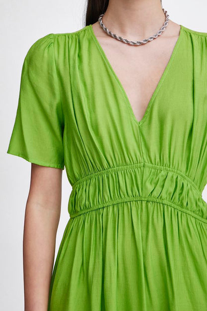 Rilla V-Neck Dress (Greenery)
