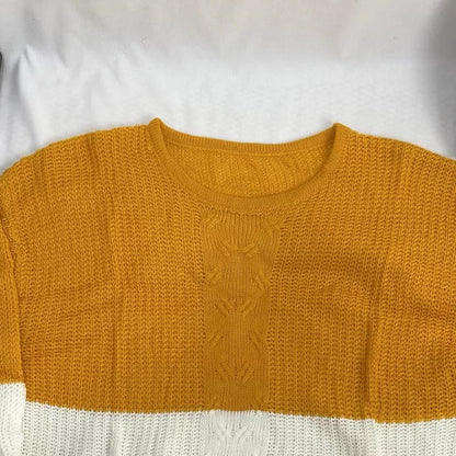 Round-Neck Color-Block Knitted Sweater