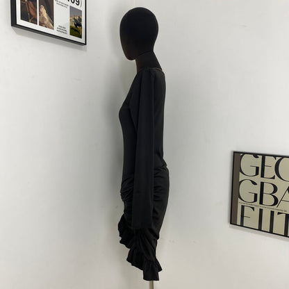 Round Neck Pleated Twist Dress