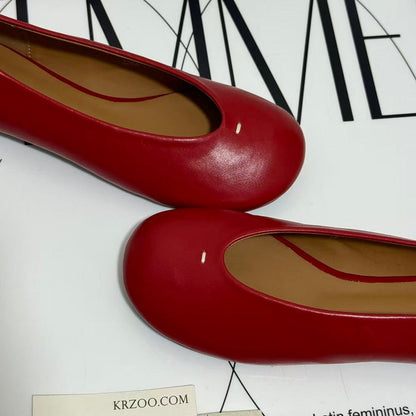 Round-Toed Little Red Slip-Ons
