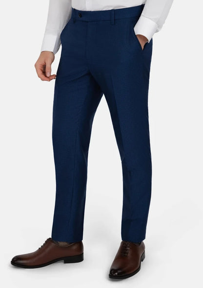 Royal Blue Microcheck Pants - SARTORO