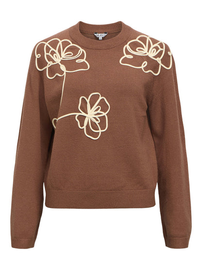 Ruby Knitted Jumper (Cocoa Brown/Flower)