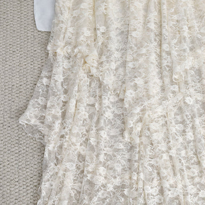 Ruffled irregular hemmed half-length skirt
