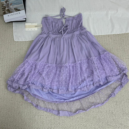 Satin stitched V-neck halter dress