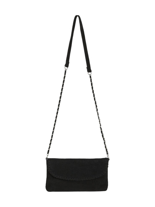 Seren Suede Leather Crossbody Bag (Black)