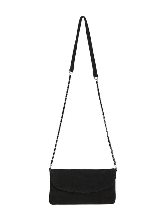 Seren Suede Leather Crossbody Bag (Black)