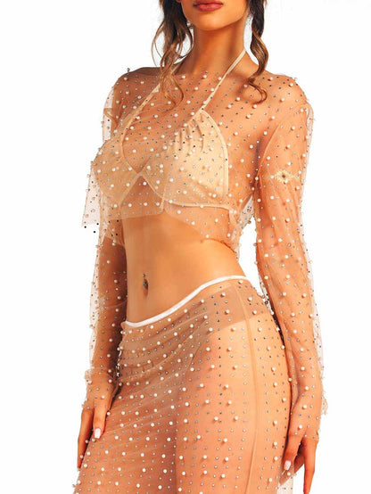 Short Pearl Rhinestone Transparent Top
