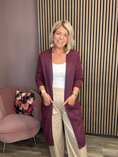 Sian Longline Cardigan (Fig/Dark Melange)