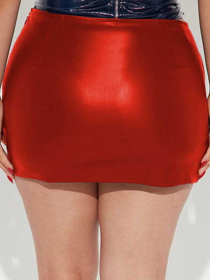Side Hollow Red Reflective Mini Skirt