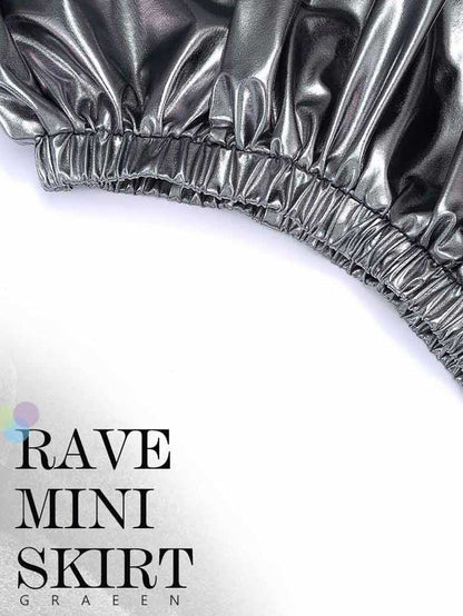 Silver-Gray Metallic Mini Skirt