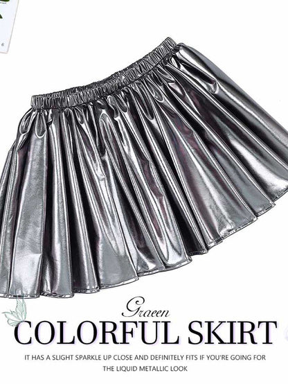 Silver-Gray Metallic Mini Skirt