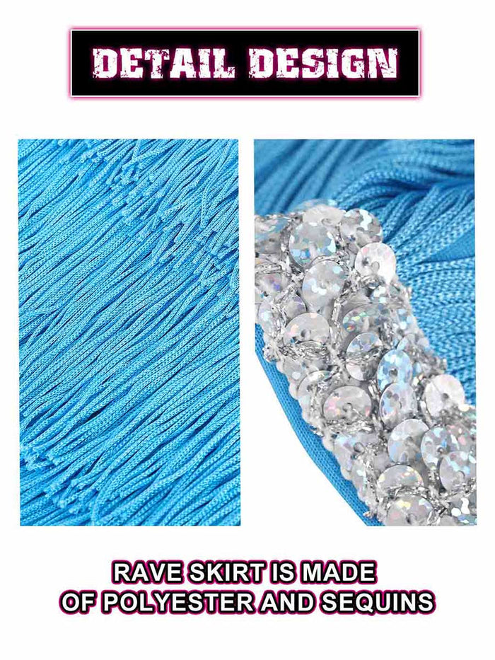 Silver Sequin Blue Tassel Skirt