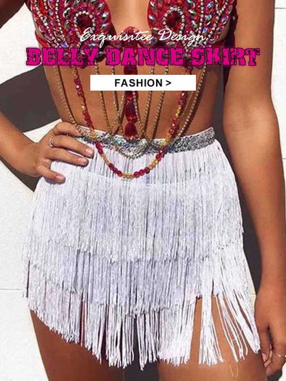 Silver Sequin Tassel Skirt