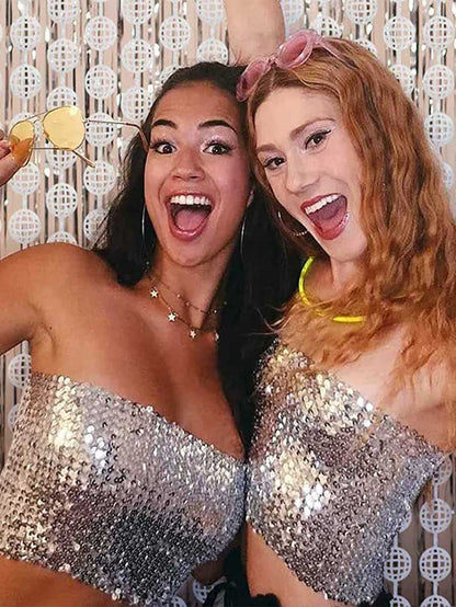 Silver Sequin Tube Top
