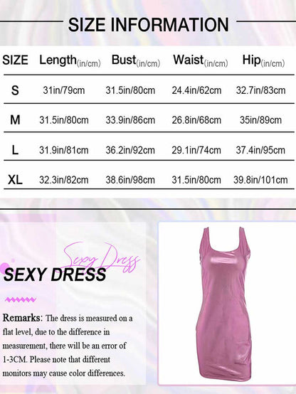 Simple Pink Reflective Mini Dress