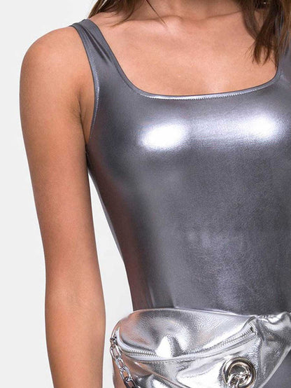 Simple Silver Reflective Mini Dress