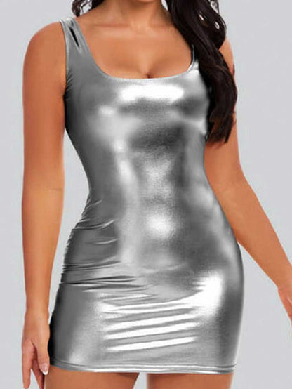 Simple Silver Reflective Mini Dress
