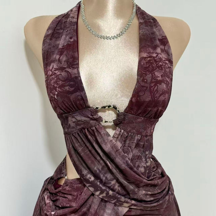 Sleeveless Halter-Neck Backless Bodycon Dress