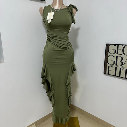 Sleeveless Long Round-Neck Dress