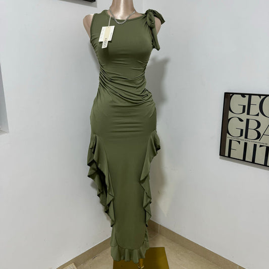 Sleeveless Long Round-Neck Dress