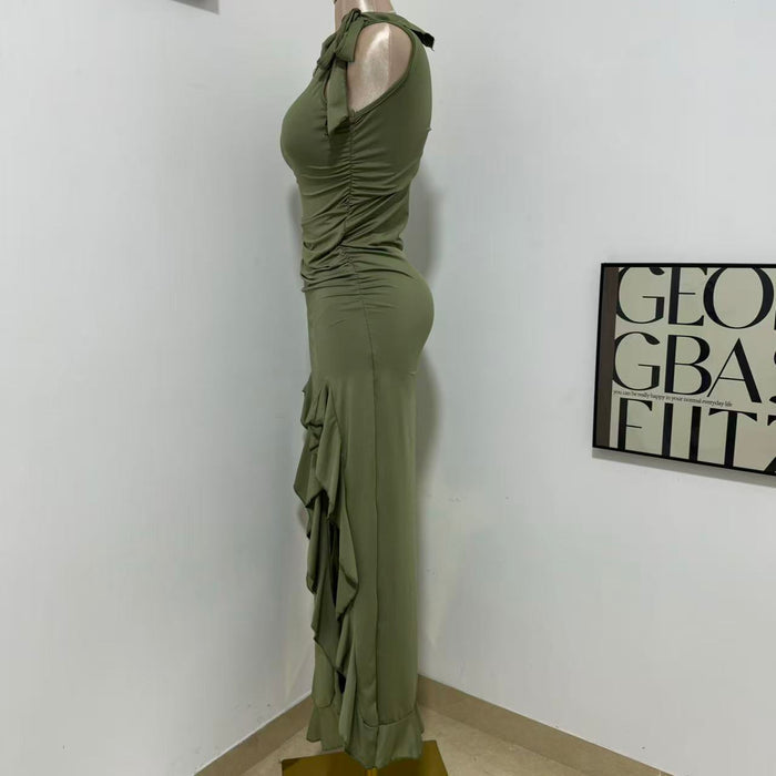 Sleeveless Long Round-Neck Dress