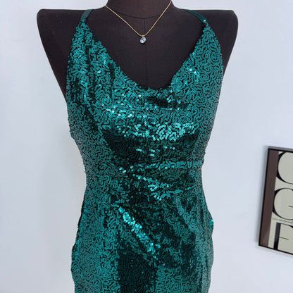 Sleeveless Sequined Backless Dress