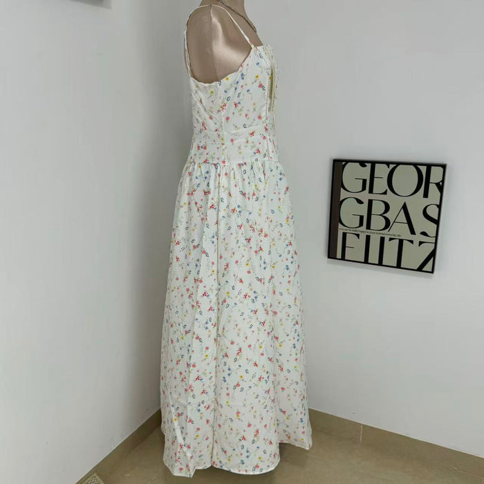 Slimming Floral Print Sundress With Ethereal Charm