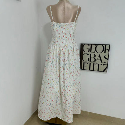 Slimming Floral Print Sundress With Ethereal Charm