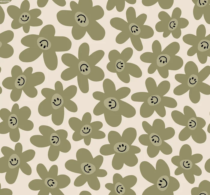 Smiling Flower Green - Family Fabrics B.V.