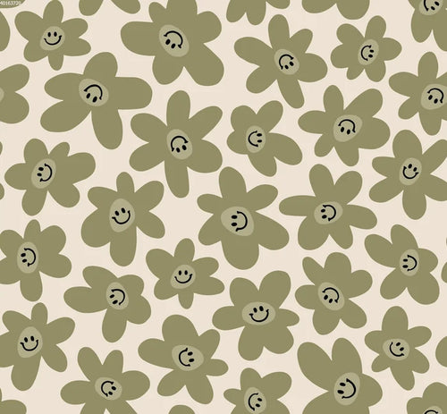 Smiling Flower Green - Family Fabrics B.V.