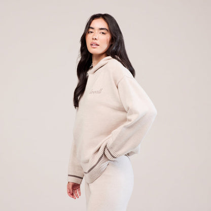 Soft Knit Hooded Jumper - Beige