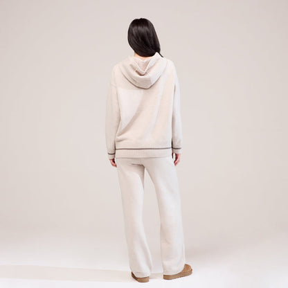 Soft Knit Wide Leg Trousers - Beige