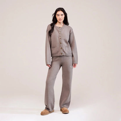 Soft Knit Wide Leg Trousers - Mocha