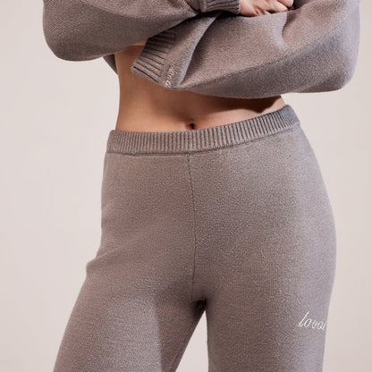 Soft Knit Wide Leg Trousers - Mocha