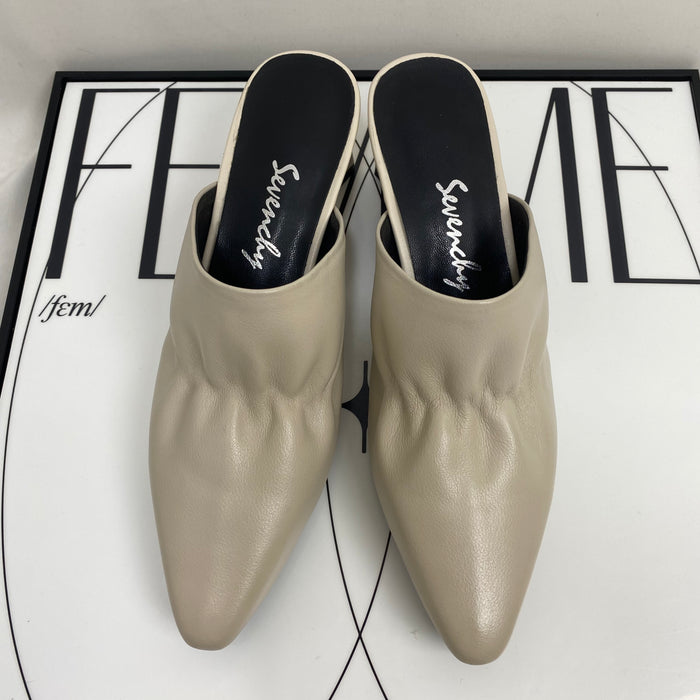 Soft Leather Closed-Toe Slippers