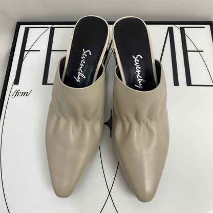 Soft Leather Closed-Toe Slippers