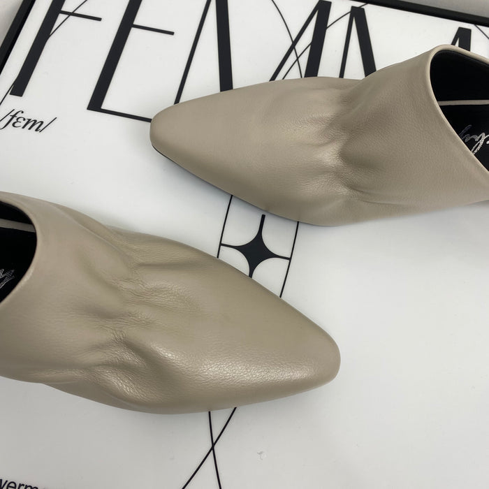 Soft Leather Closed-Toe Slippers