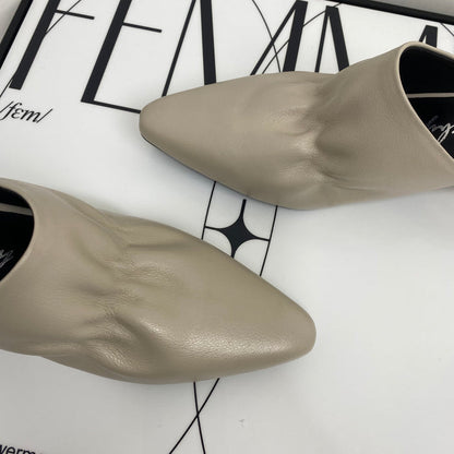 Soft Leather Closed-Toe Slippers