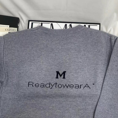 Solid Color Letter Sweater
