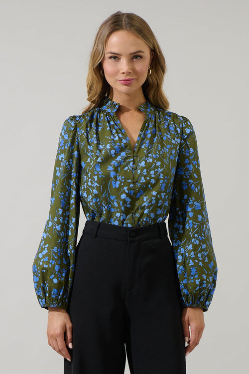Solvay Floral Nellian Ruffle Top