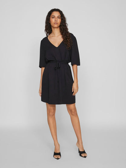 Sommi V-Neck Mini Dress (Black)